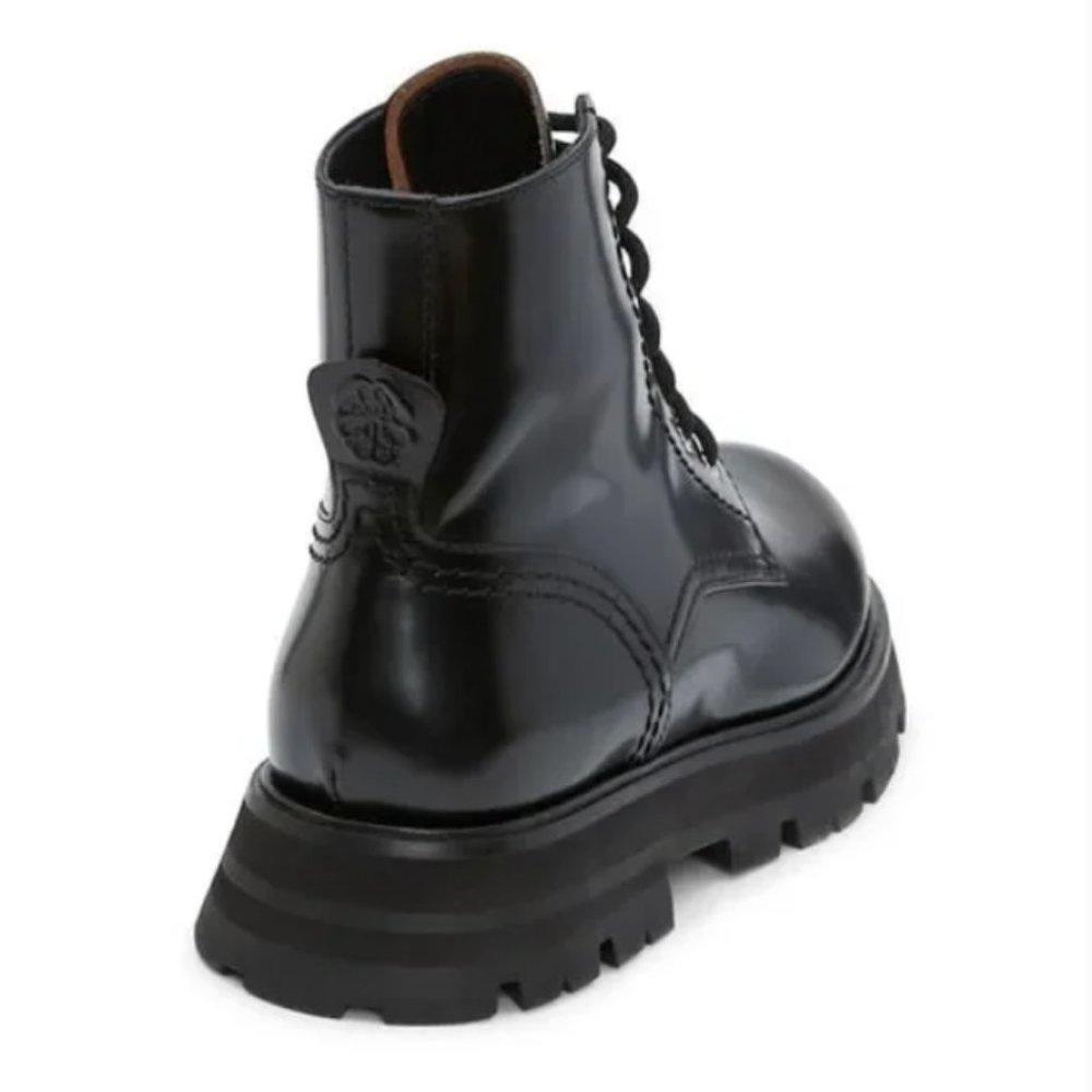 Alexander McQueen Patent Leather Combat Ankle Boot Size 39 Black - Picture 5 of 10